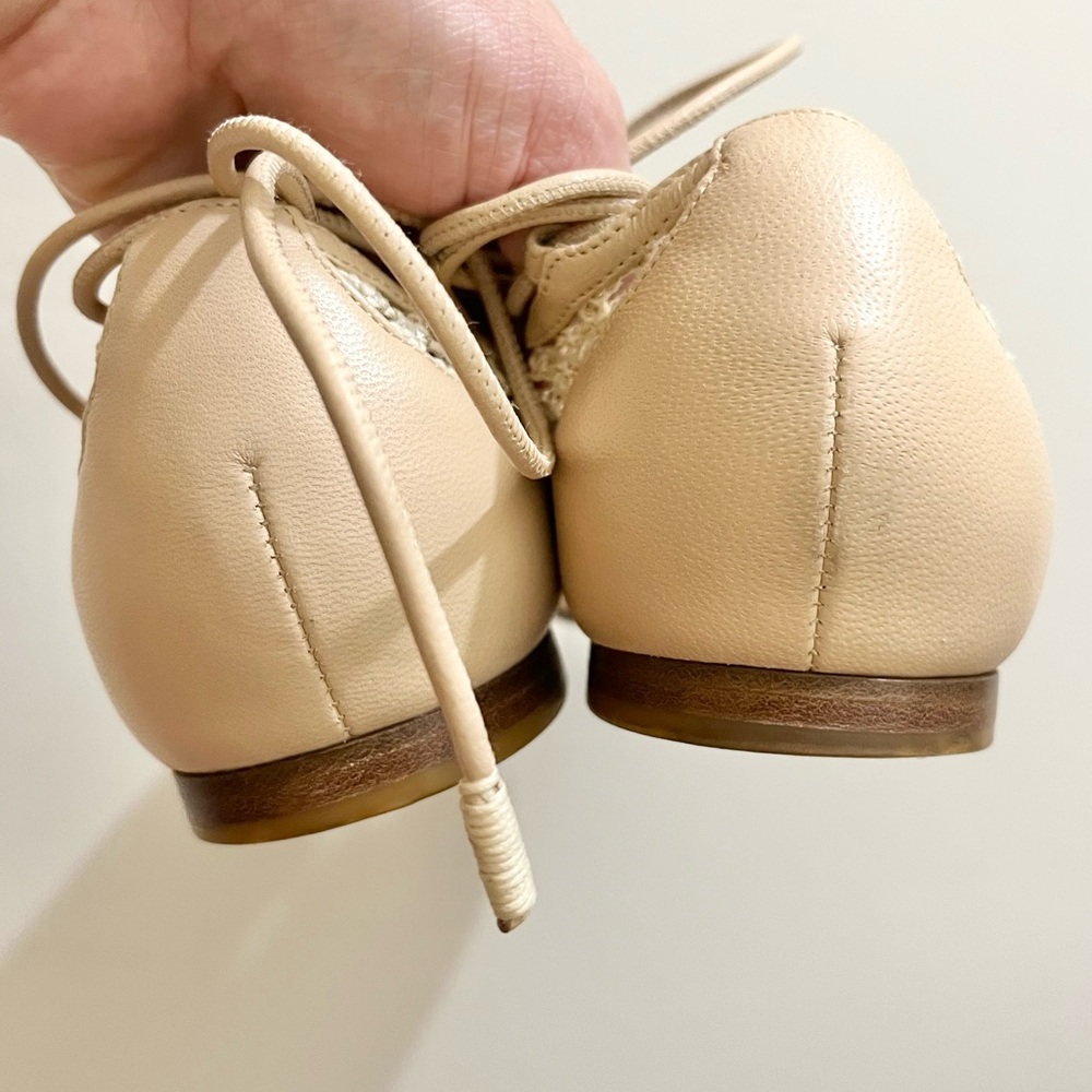 Tamara Mellon Next Step Woven Ankle Wrap Ballet Flats in Natural, EU 40 (US 10) - Picture 13 of 15